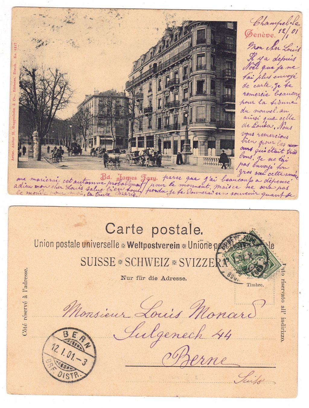 Cartoline postali: Genève, Bd. James Fazy – Usato da La Tour-de-Peilz venduto da amjust