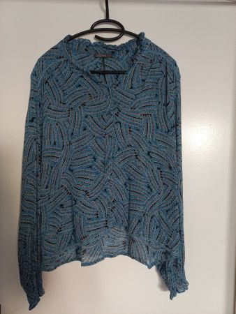 NILE Bluse Gr. S - blau/schwarz