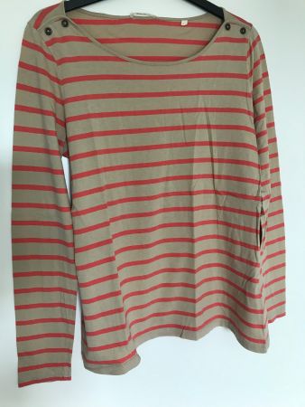 Opus gestreiftes Langarmshirt, Gr. 40, beige/orange