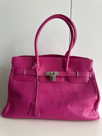 TOP💖Leder made in Italy 🇮🇹Bag in Birkin Style pink/silver