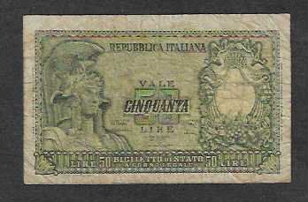 Banconote: Italien  50  Lire  Gebraucht – Usato da Gordola venduto da coinsandnotes