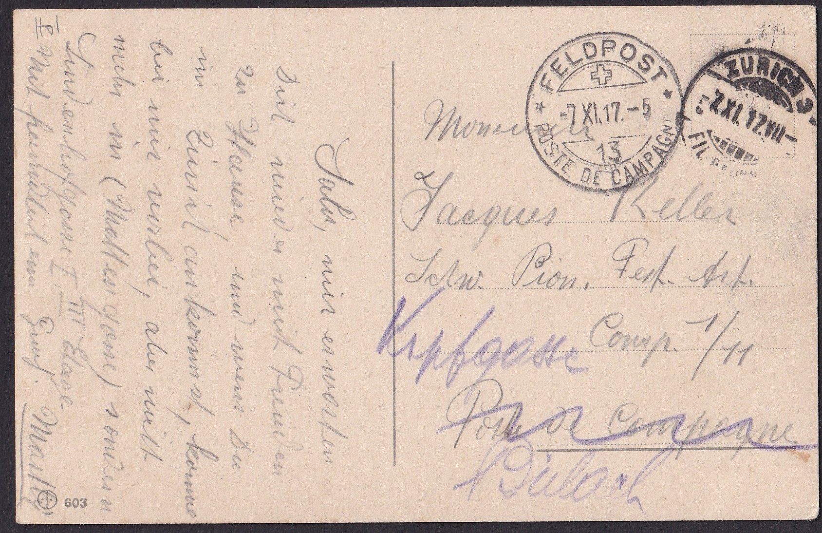 Cartoline postali: Zürich Platzspitz Feldpoststempel – Usato da Olten venduto da clotaldi 1