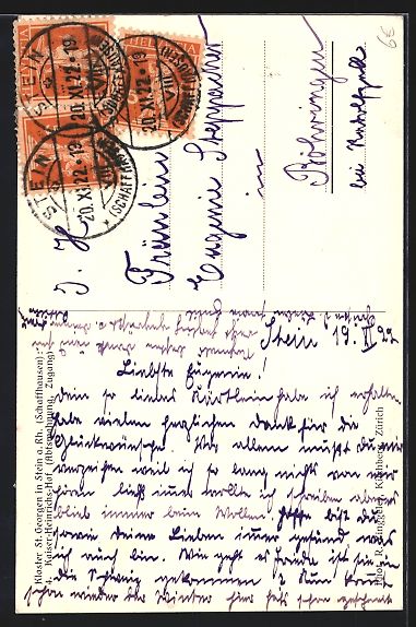 Cartoline postali: Stein a. Rh., Kloster St. Georgen, Kaise – Usato da Berlin venduto da bartko-reher 1