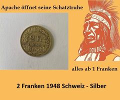 2 Franken 1948 - Silber - Schweiz