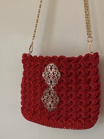 NEUE Exklusive korallenrote Crochet Handtasche (Handmade)