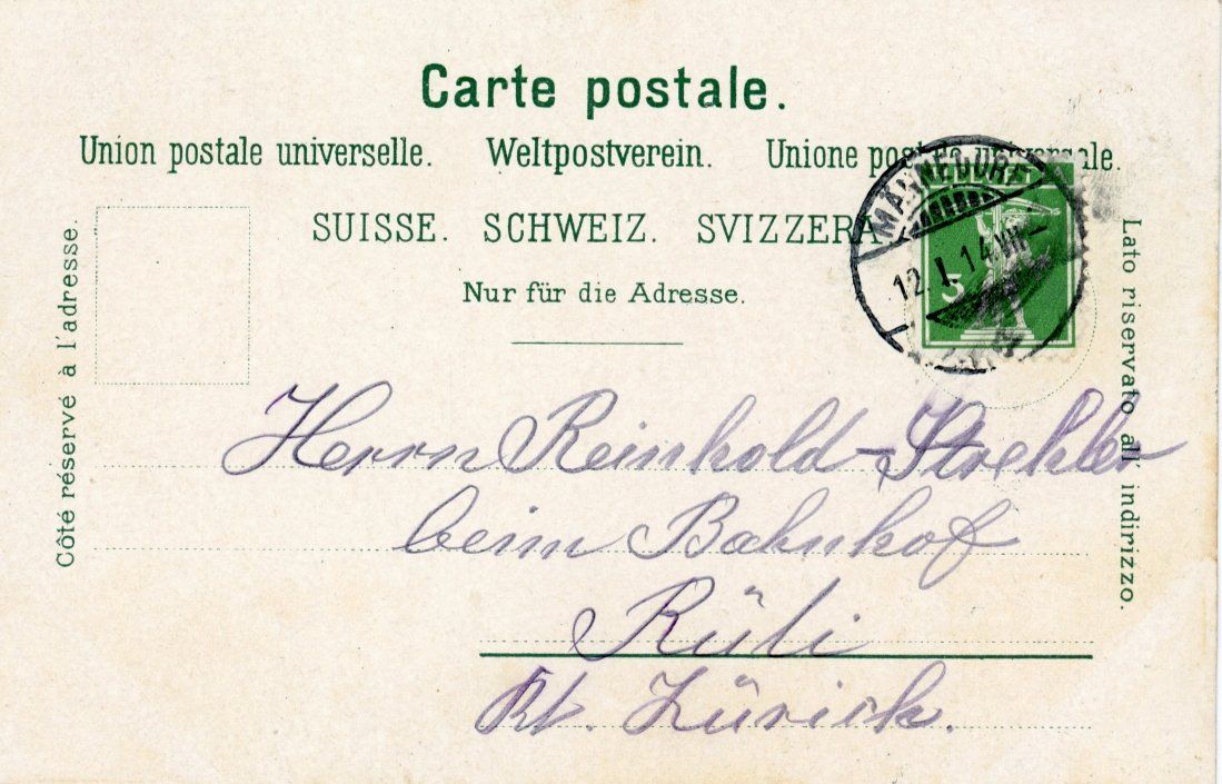 Ansichtskarten: Männedorf  ZH        um 1914 – Gebraucht aus Brig von Valcards54 1