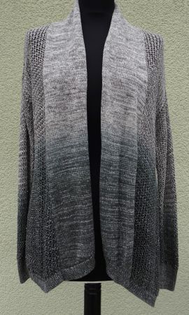 Strickjacke lang Repeat Gr. 38 (S) grau silber Verlauf Netz