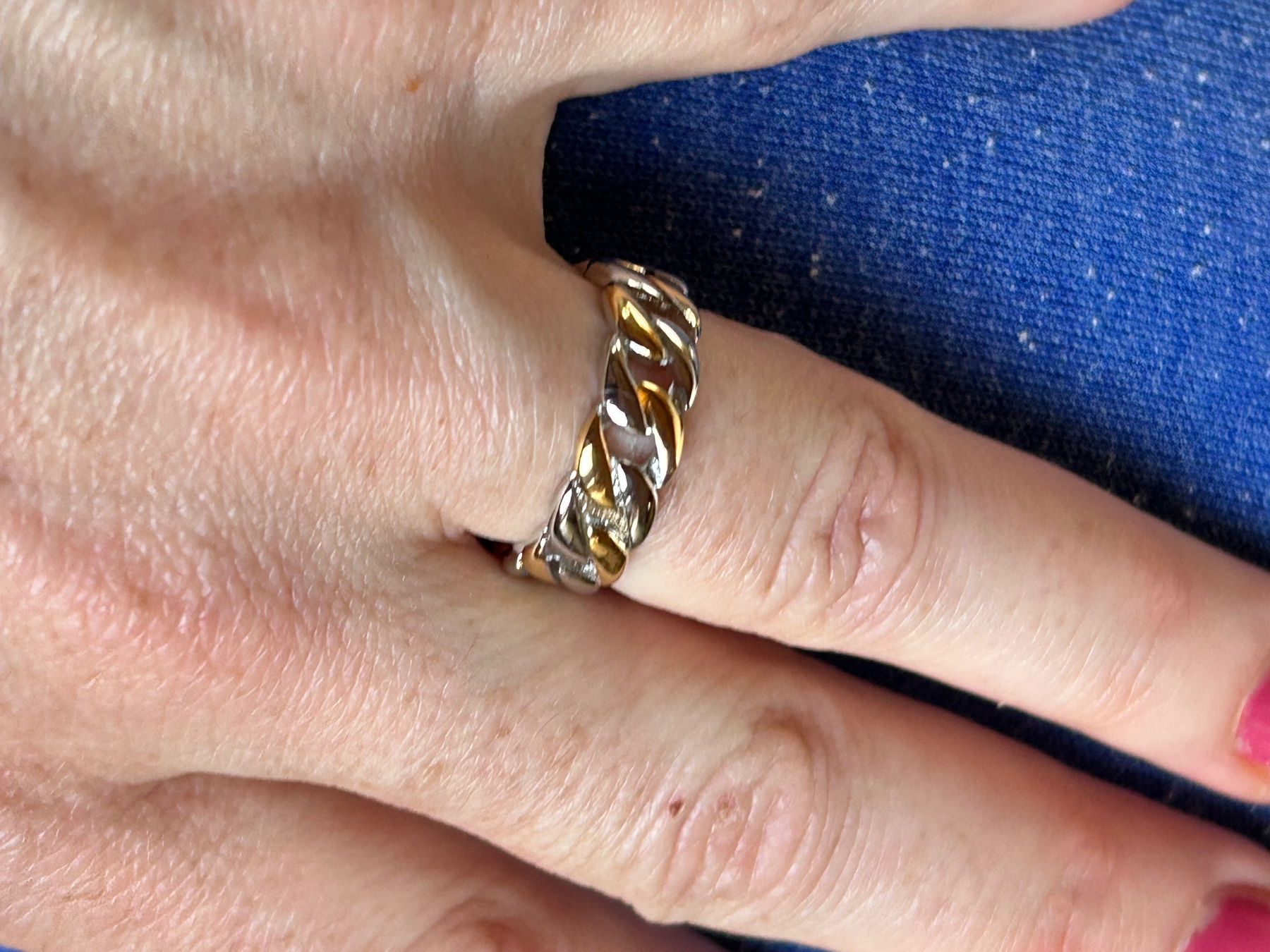 Ringe: Panzerketten Ring silbergold (57) – Gebraucht aus Laufen von Bellavitaboom 7