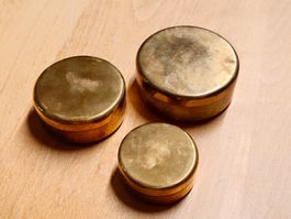 3 Messingdosen, Behälter, Durchmesser: 50mm, 63mm, 74mm