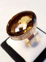 Silberring mit grossem gelbbraunen Rauchquarz