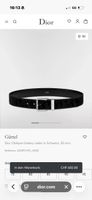 Ceinture Dior en cuir noir boucle argentée taille 90