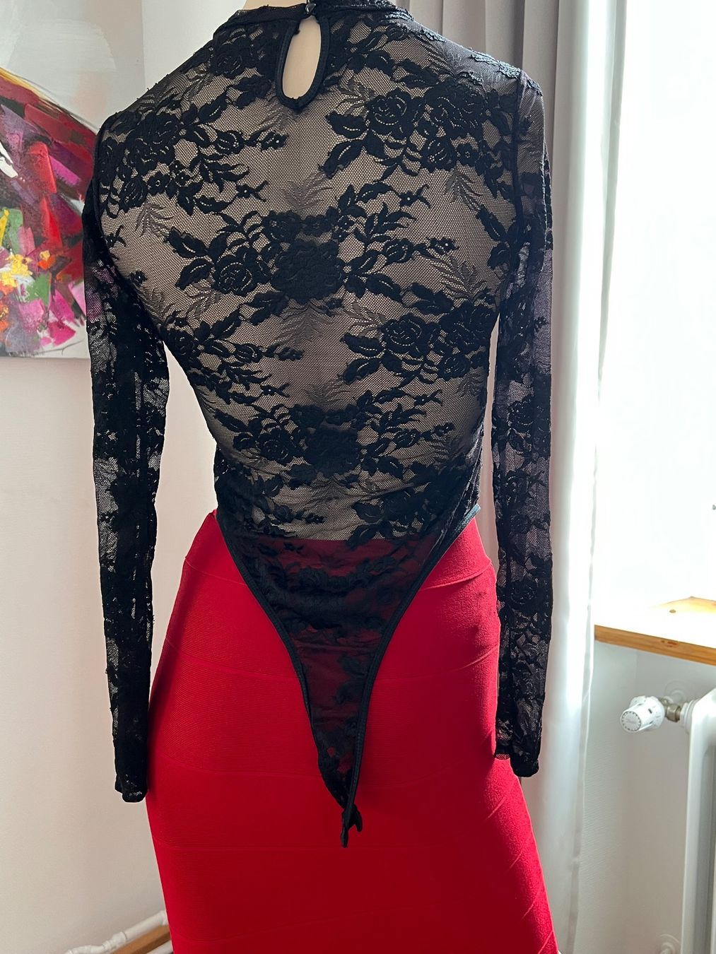 Top: Schwarzer Spitzenbody, Grösse XS, – Usato da Zürich venduto da ost_5sdl 1
