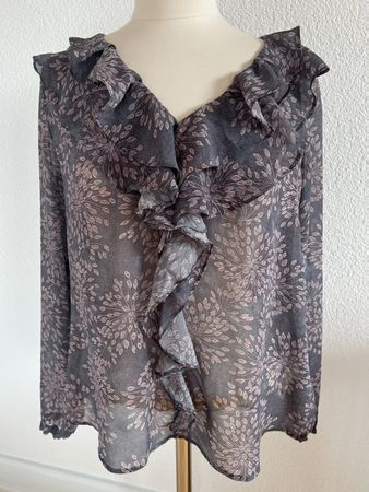 NILE Damen Bluse, 100% Seide, Gr. L, Grau