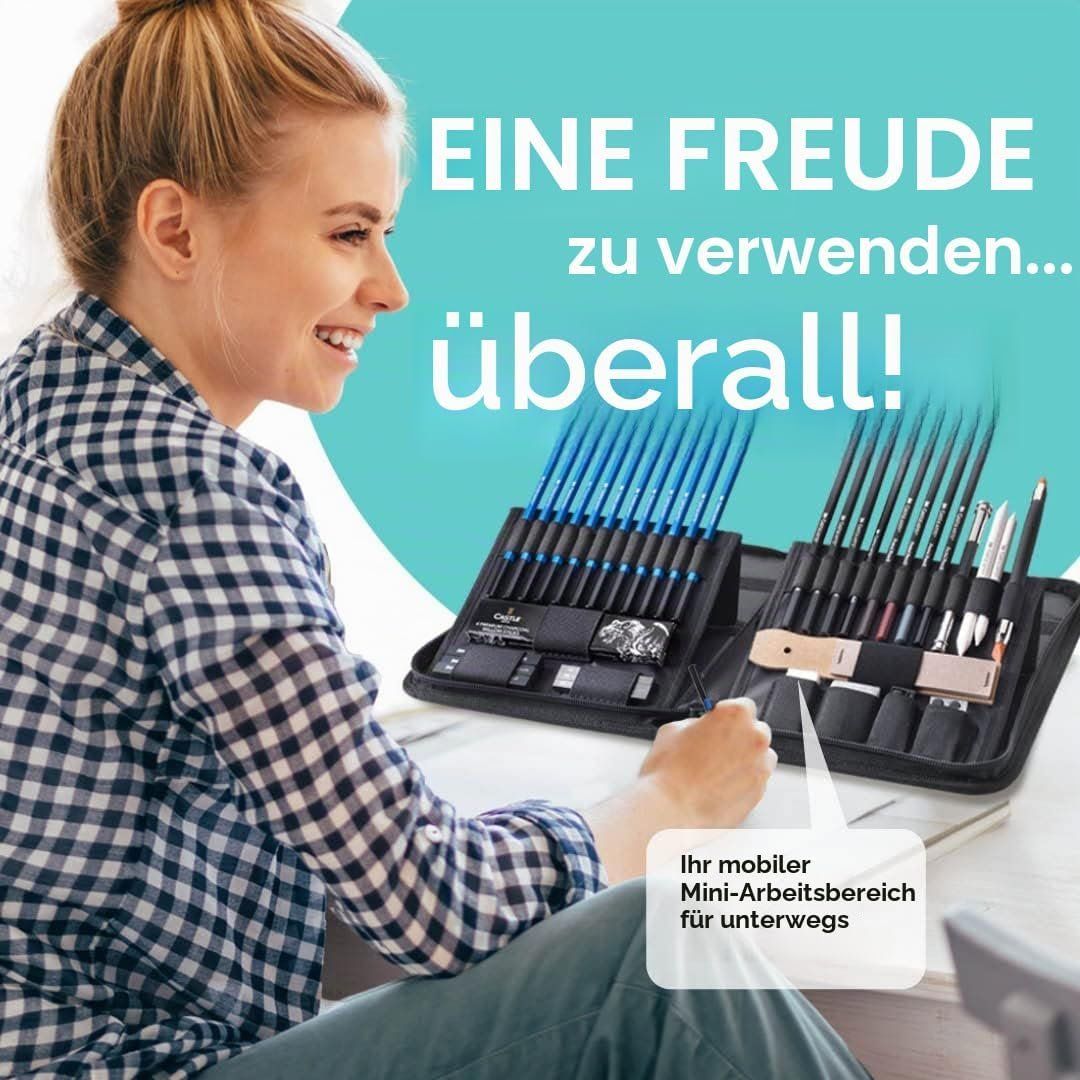 Matite, matite colorate & gessi: Zeichenset 40-teilig Graphit Kohle mit Reißverschlussetui – Nuovo e nell'imballaggio originale da St. Gallen venduto da sch_zsz7 3