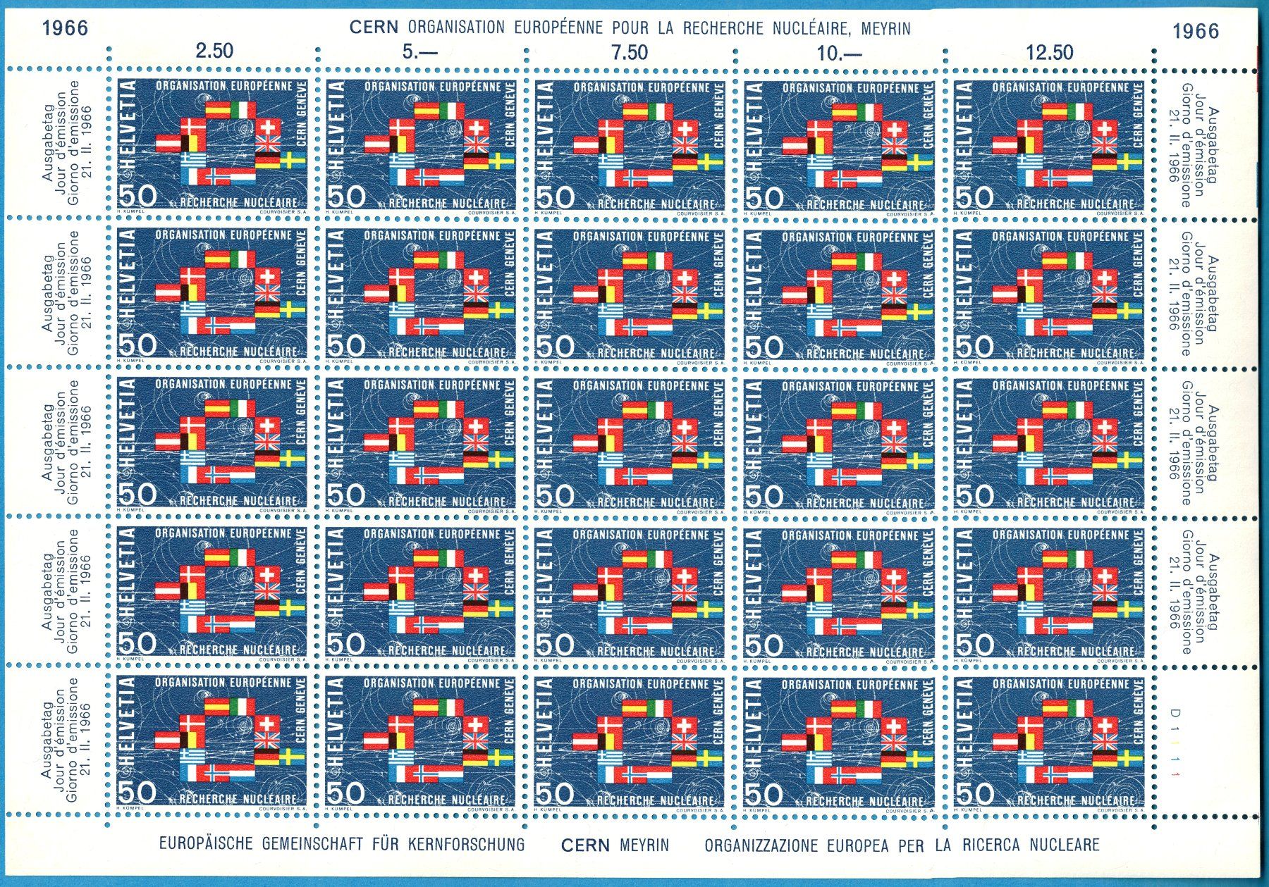 Alle Briefmarken: Bogen  1966   CERN,  Genf      postfrisch – Neu (gemäss Beschreibung) aus Mellingen von Ginger