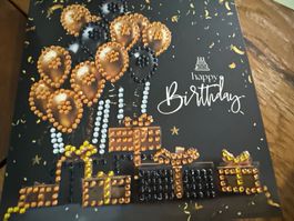 Karte-Grusskarte-Happy Birthday-Geburtstag-Painting-Selfmade