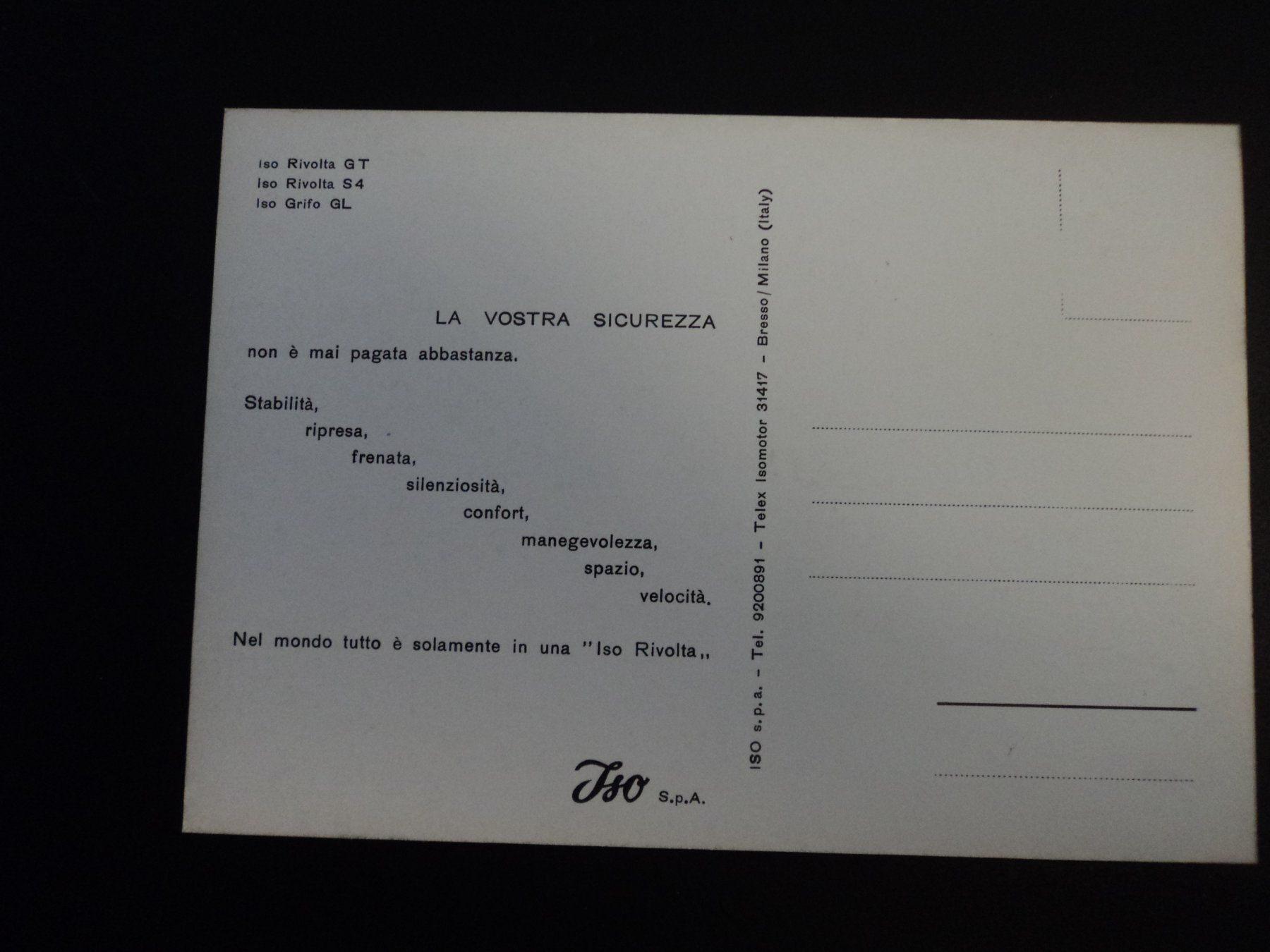 Documents: Prospekt Postkarte Iso Rivolta mit Rivolta und Grifo – D'occasion à Schwarzenburg par modelCARama 4