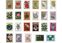 46 Stk. Aufkleber/Sticker Briefmarken - Blumen