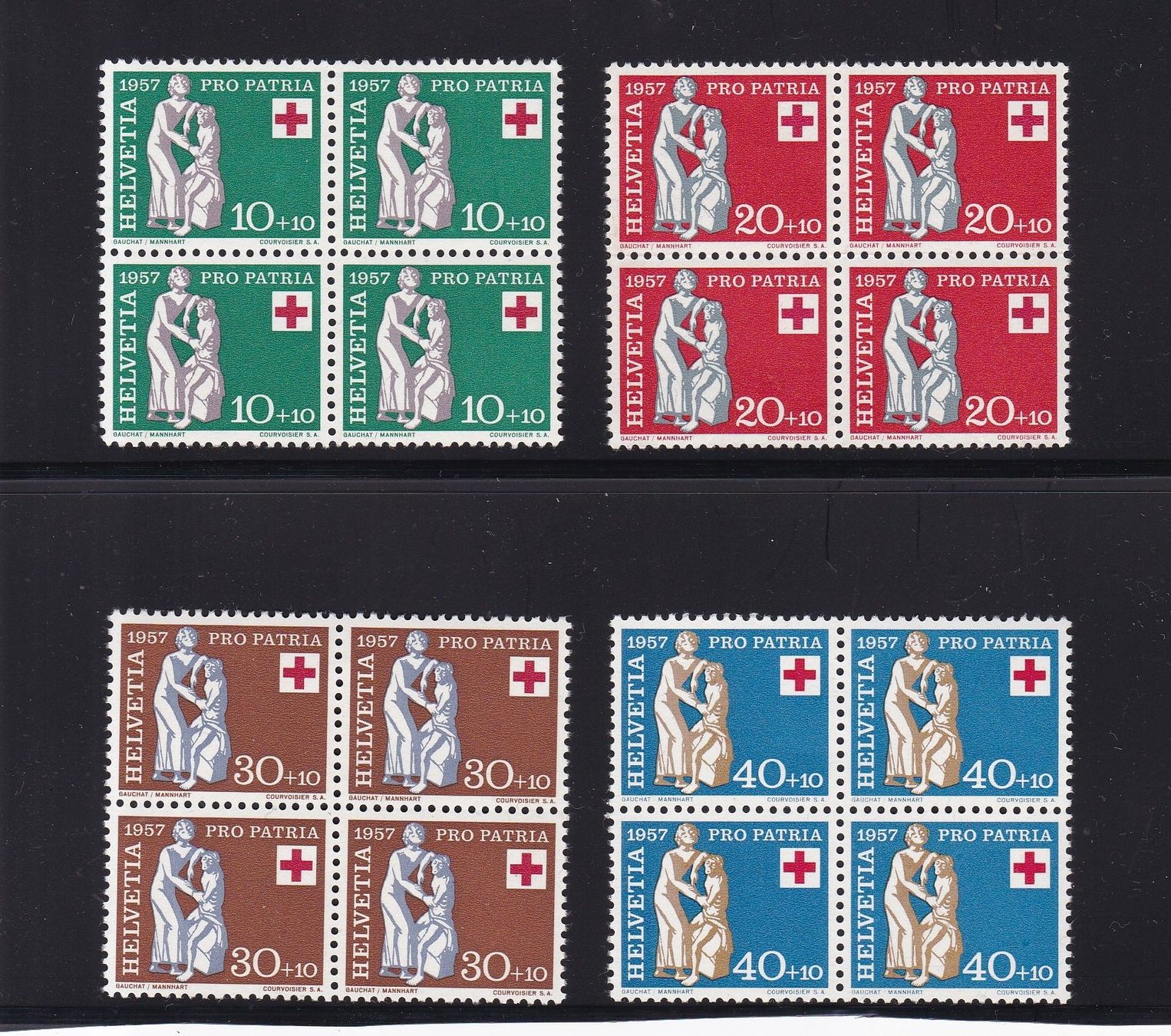 Alle Briefmarken: 27 Stk. Pro Patria Viererblocks ab 1939, postfrisch – Gebraucht aus Münchwilen AG von Nesar 5