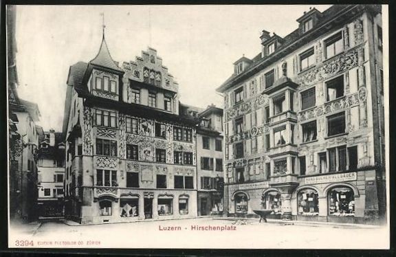 Cartes postales: AK Luzern, Hirschenplatz mit Geschäften – D'occasion à Berlin par bartko-reher