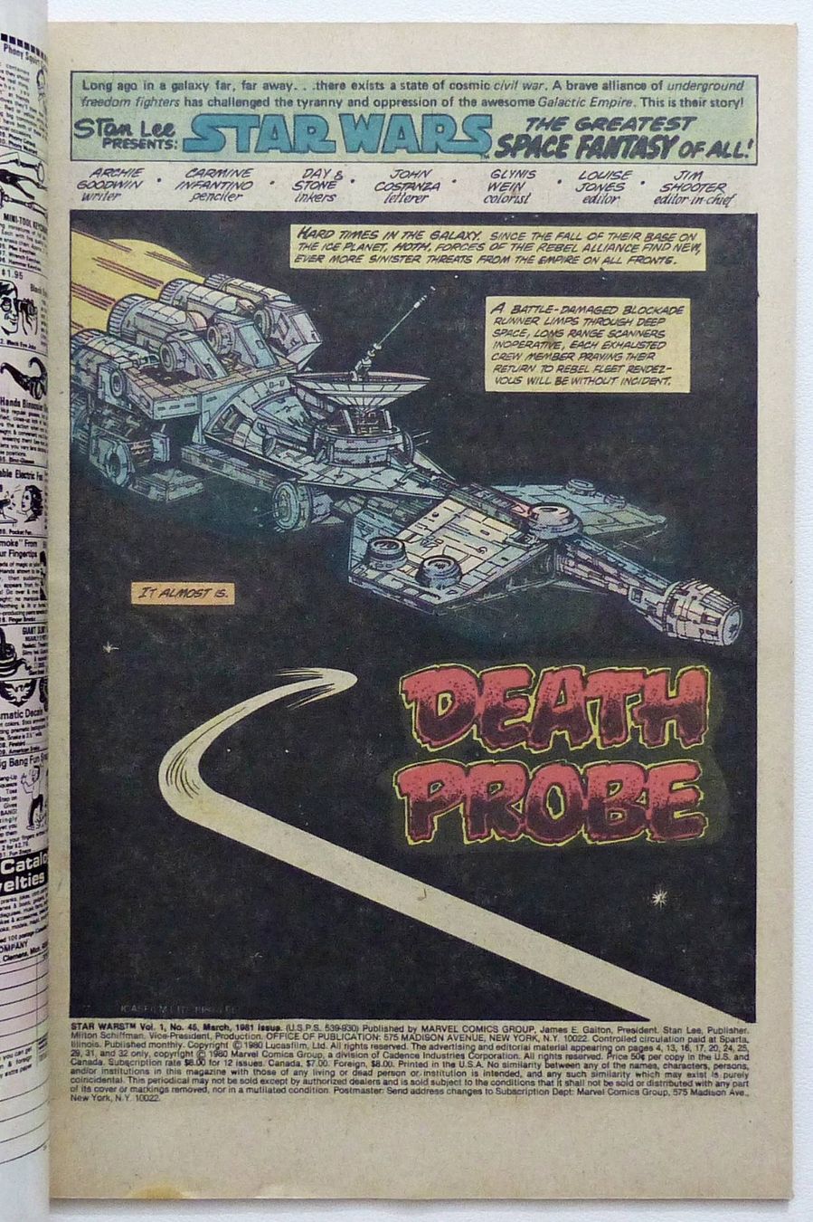 Fumetti: STAR WARS #45 PROTOTYPE NEW PROBE DEADLY DROID MARVEL 1981 – Usato da Lugano venduto da YouWantUS 1