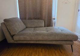 Hochwertiges Grau-Samt Liege Sofa