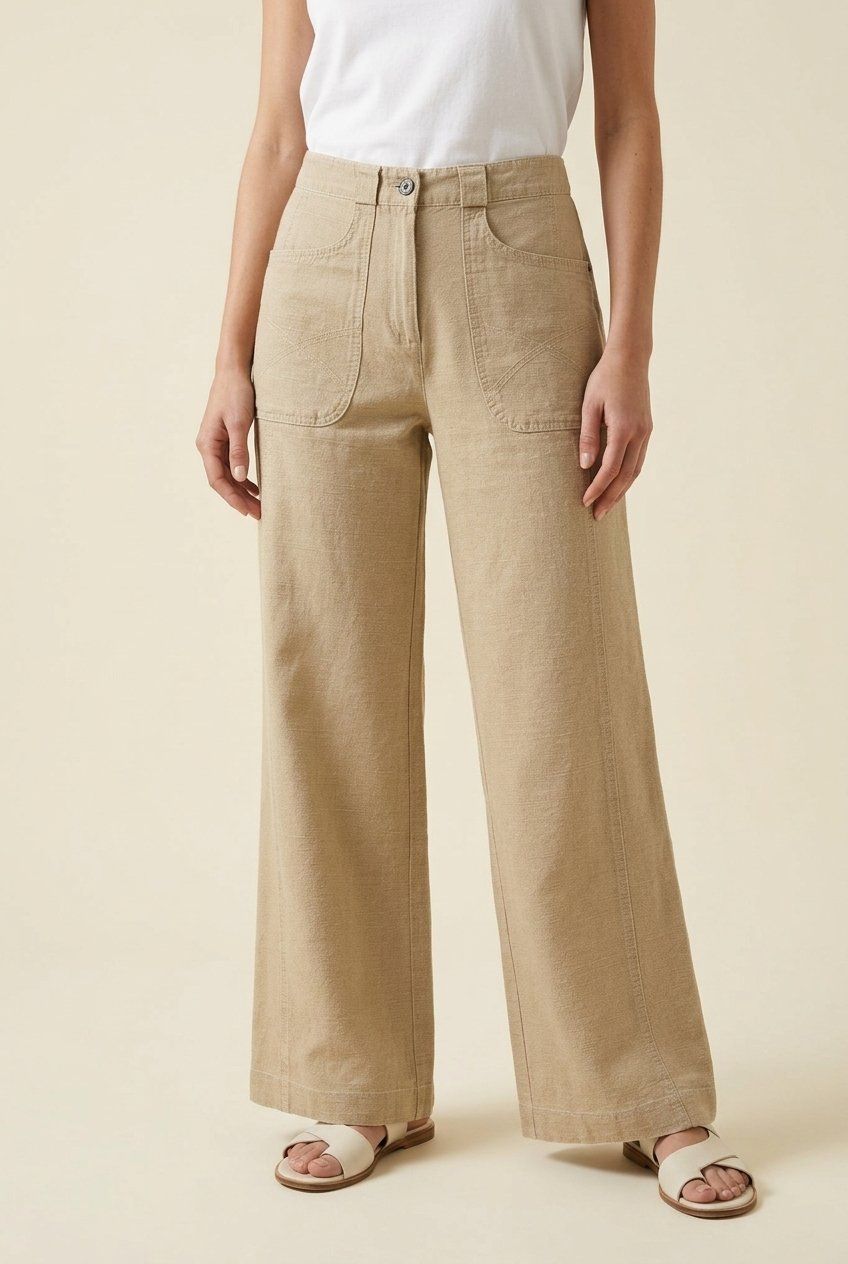 Hosen: Pantalon Lin Coton Beige Large T. M – Gebraucht aus Fribourg von re-fine