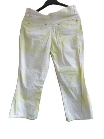 etwa Gr. 146 leichte Caprihose Batik in zitronengelb/weiss