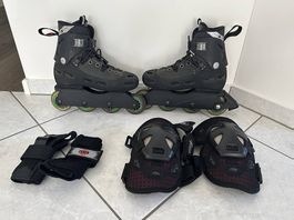 Inline Skates Gr 39 mit Schutzausrüstung