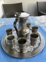 Zinnset mit Kanne,Becher,Tablett