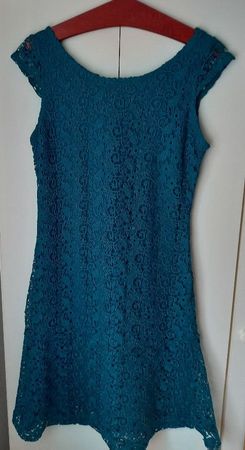Sommerliches Spitzenkleid, Petrol, Grösse 38, Top Zustand