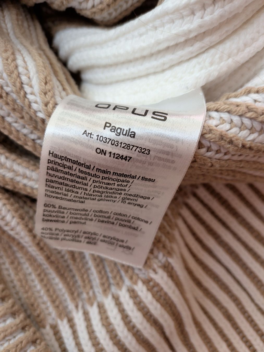Opus Maglioni & Felpe: Opus Pagula Strickpullover gestreift beige weiss Grösse 36 – Usato da Mörschwil venduto da nemo1975 2