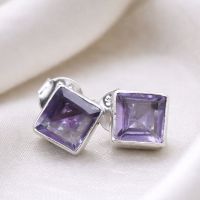 Amethyst Ohrstecker Silber 925 Sterlingsilber Lila modern