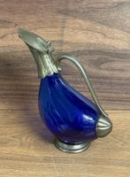 Blaue Vintage Karaffe mit Metalldeckel, Top Zustand