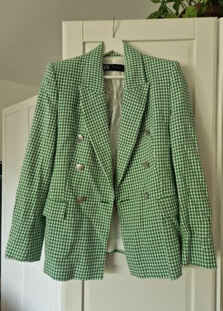 Grün kariert, taillierter Blazer, Zara, Gr. S