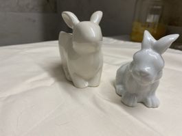 2 Cute Easter Bunny Candle Holder and decoration Ceramic