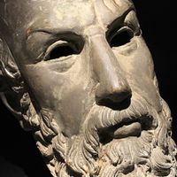 Antiker Bronzekopf des Aischylos