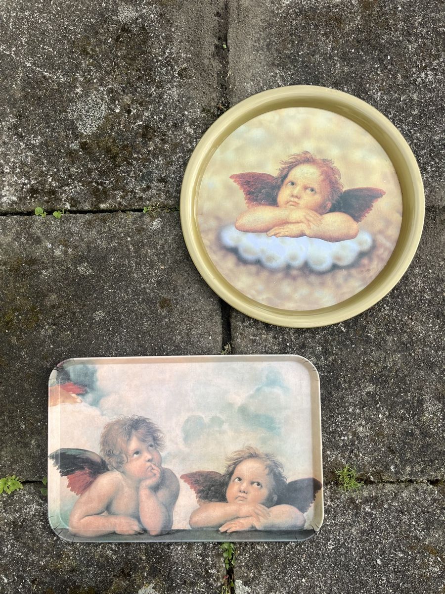 Piatti di portata: 2x Vassoi Vintage Madonna Sixtina – Usato da Winterthur venduto da Unik_vintage_001