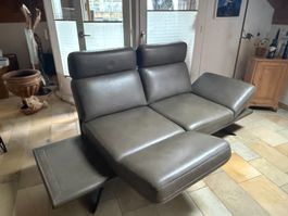 Ledersofa verstellbar in braun - grün