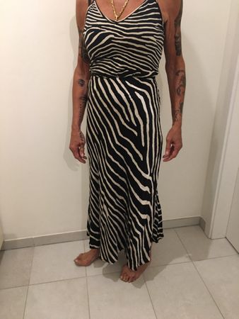 Extravaganter Zebra Print Maxi Rock - Grösse M -