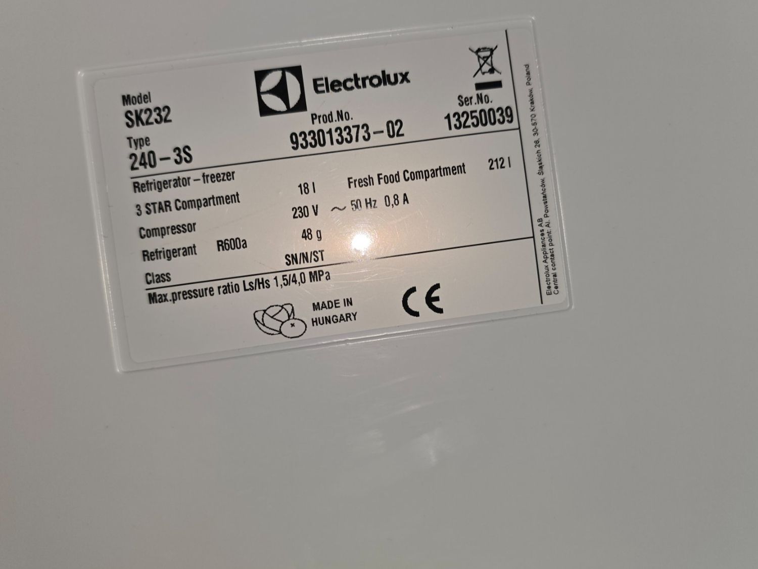 Réfrigérateurs: Elektrolux Kühlschrank – D'occasion à Bern par Goldschmied78 5