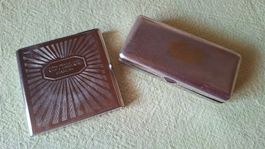 2 kleine Vintage Dosen , Messing verchromt, 1 Schiebedeckel