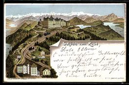 Litho Rigi, Totalansicht mit Hotels