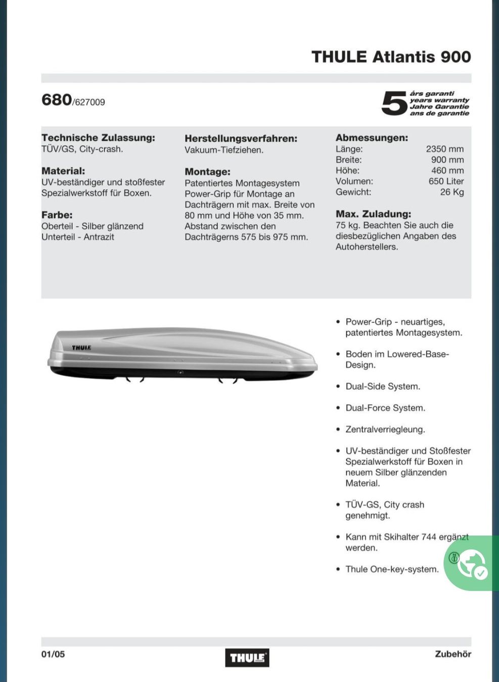 Thule Dachboxen: Dachbox THULE Atlantis 900 - XXXL – Gebraucht aus Muri AG von Skydive63 5