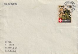 1939 Soldatenmarke Ter.Bat.150  auf Brief