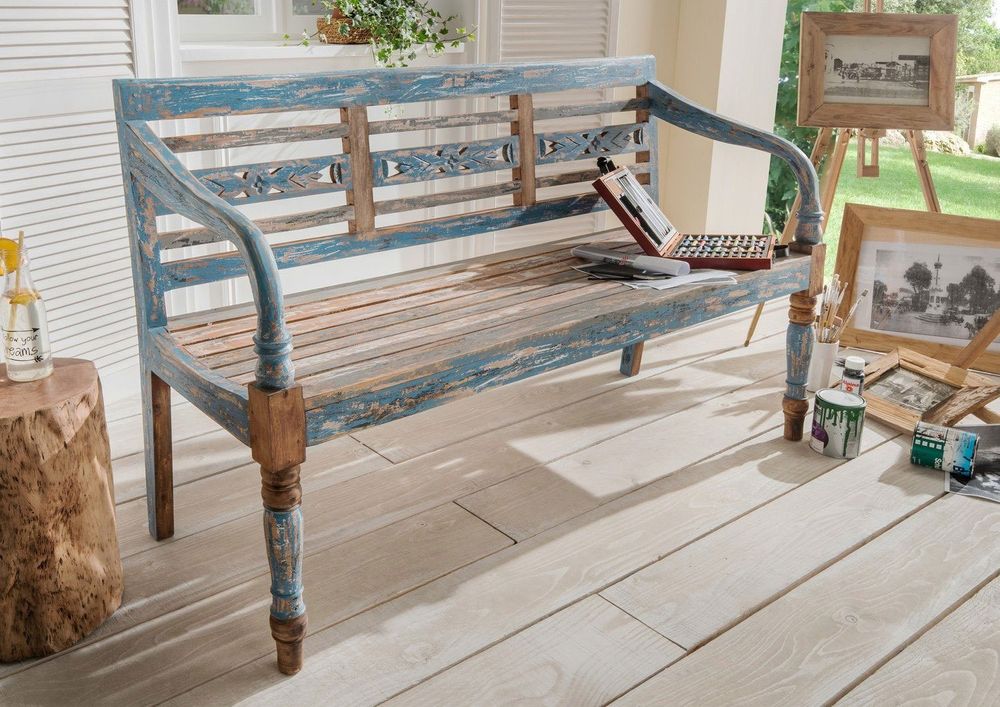 Spannende Gartenbank Shabby Chic Bild