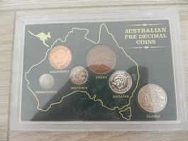 Australien Pre Decimal Coins - mit 4 Silber Münzen