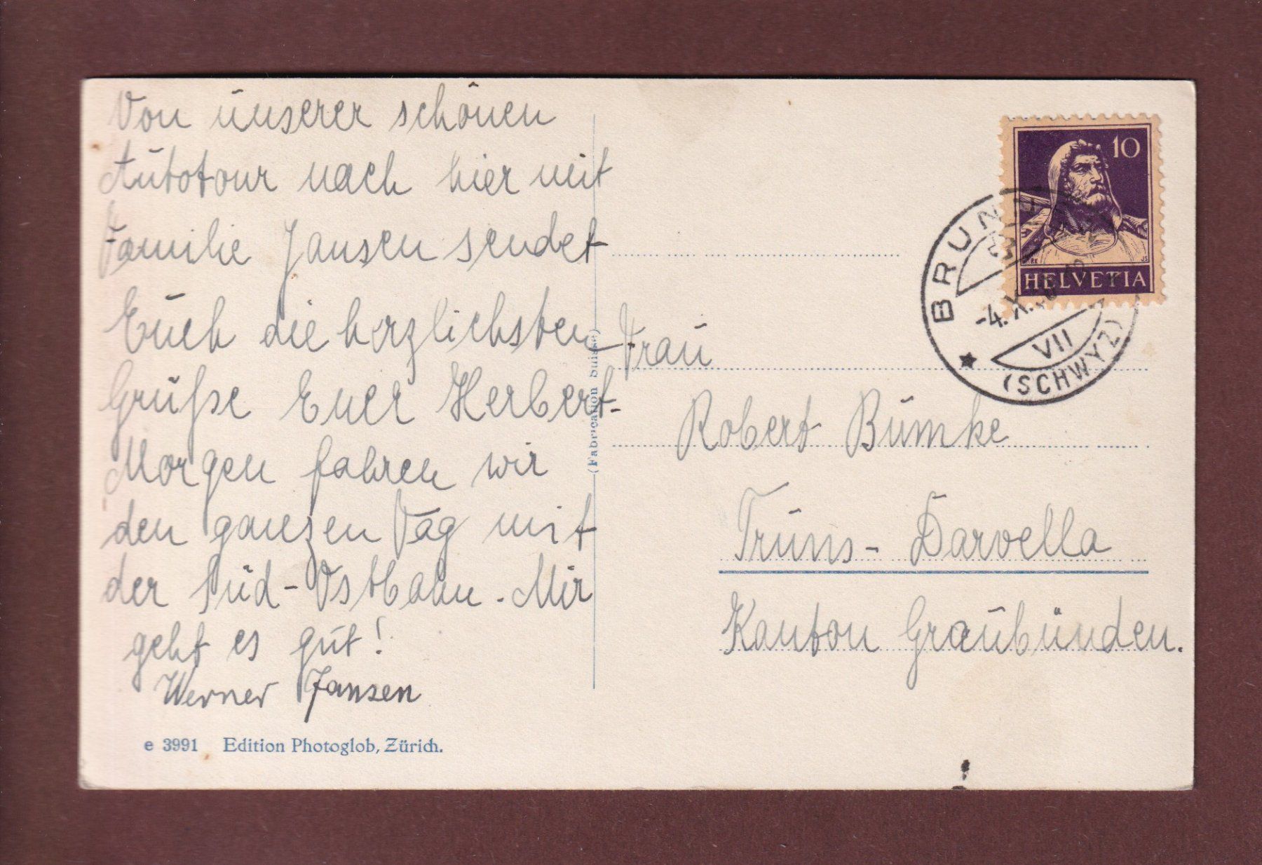 Cartoline postali: SCHILLERSTEIN mit Brunnen - 1930 – Usato da Pully venduto da nicecards 1