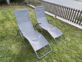 2x Liegestuhl antrazith grau