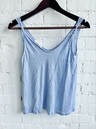 MANGO Leinen-Top in Hellblau / Gr. S